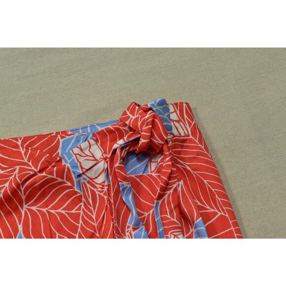 Untuckit Women's Red Lyocell Leaf Print Wrap Skirt Midi Regular Size S - Picture 5 of 8